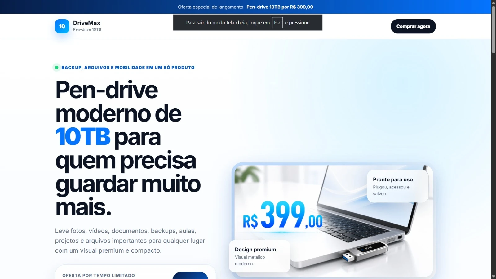 Landing Page PENDRIVE 10TB